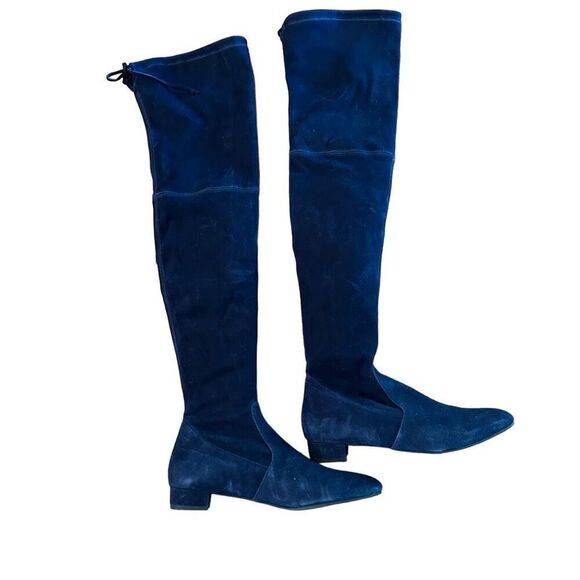 Stuart Weitzman Genna 25 City Boot in Navy Suede - Picture 1 of 9